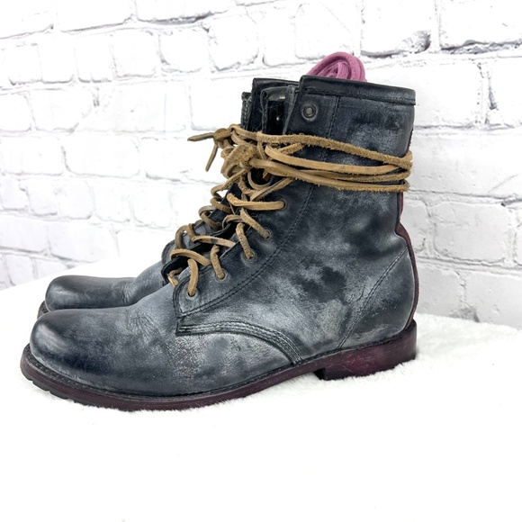 🚫SOLD|•FREEBIRD🦅BY STEVEN•| 'Chute' Manchester Combat Biker Boots Size 9 Black - Picture 4 of 16